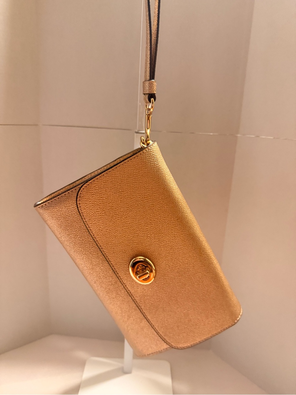 Metallic Gold‎ Wristlet Crossbody Wallet coach